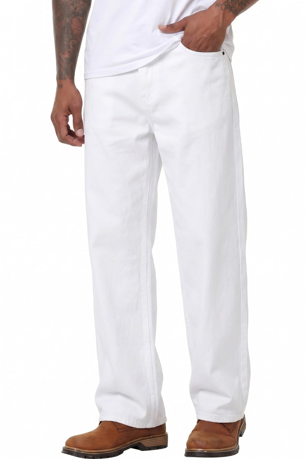 MZNBURAM Men's Non-Stretch Loose Fit Wide-Leg Baggy Jeans Pants
