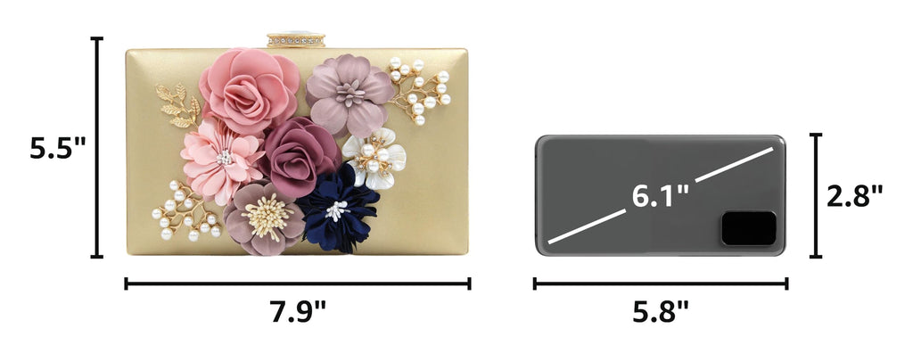 Evening Bag for Women, Flower Wedding Evening Clutch Purse Bride Floral Clutch Bag