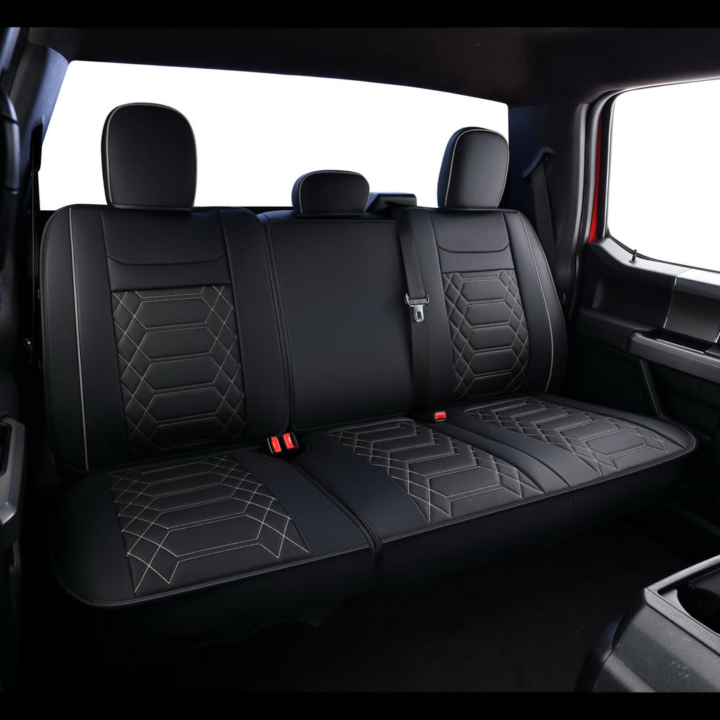 RISINGSTAR Silverado Sierra Front Seat Covers Faux Leather, Fit for 2007-2026 Chevy Silverado GMC Sierra 1500/2500HD/3500HD Crew Double Regular Cab(Front Pair, Black 2 pcs)