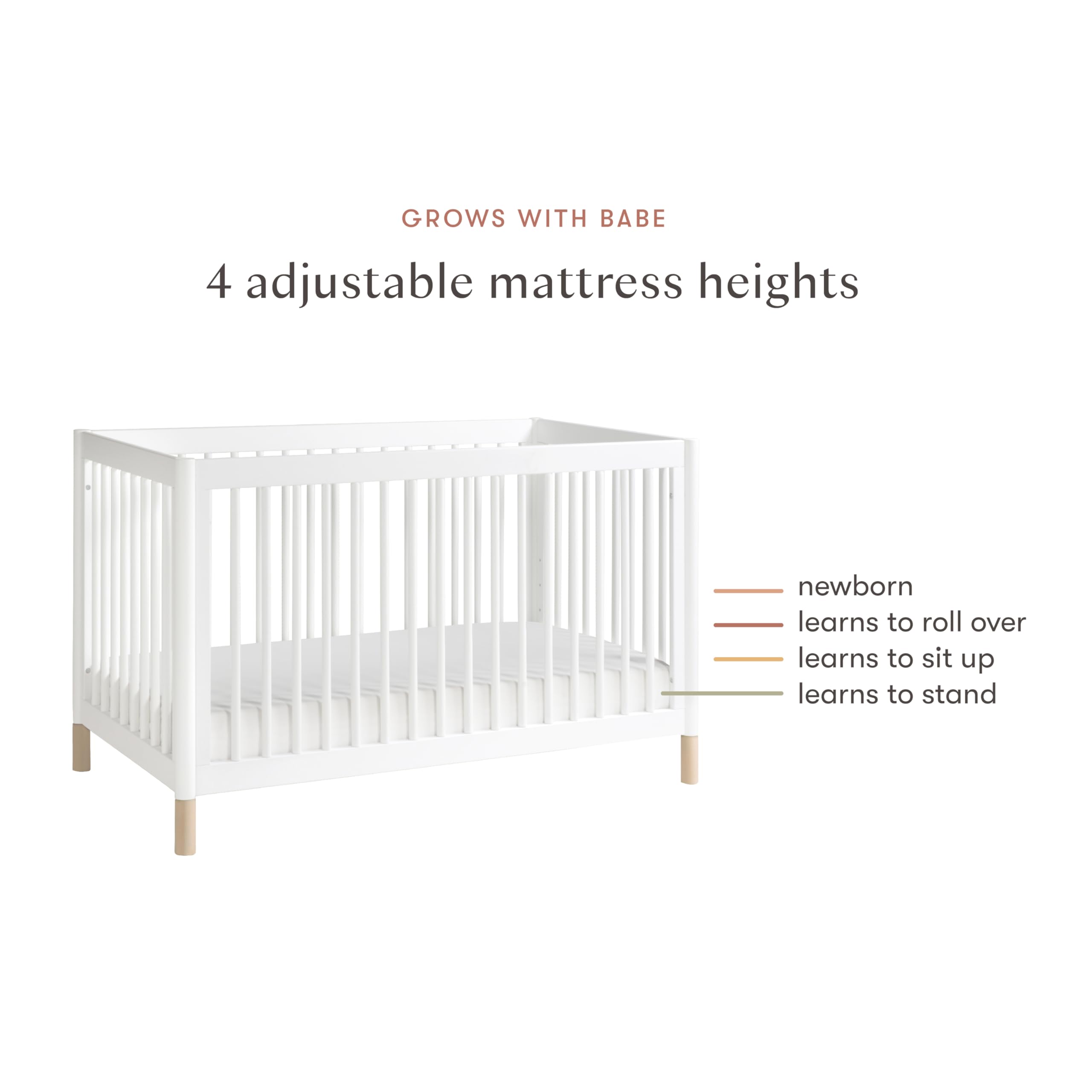 Babyletto Gelato 4-in-1 Convertible Crib with Toddler Bed Conversion in Natural Walnut and Brushed Gold Feet, Greenguard Gold Certified