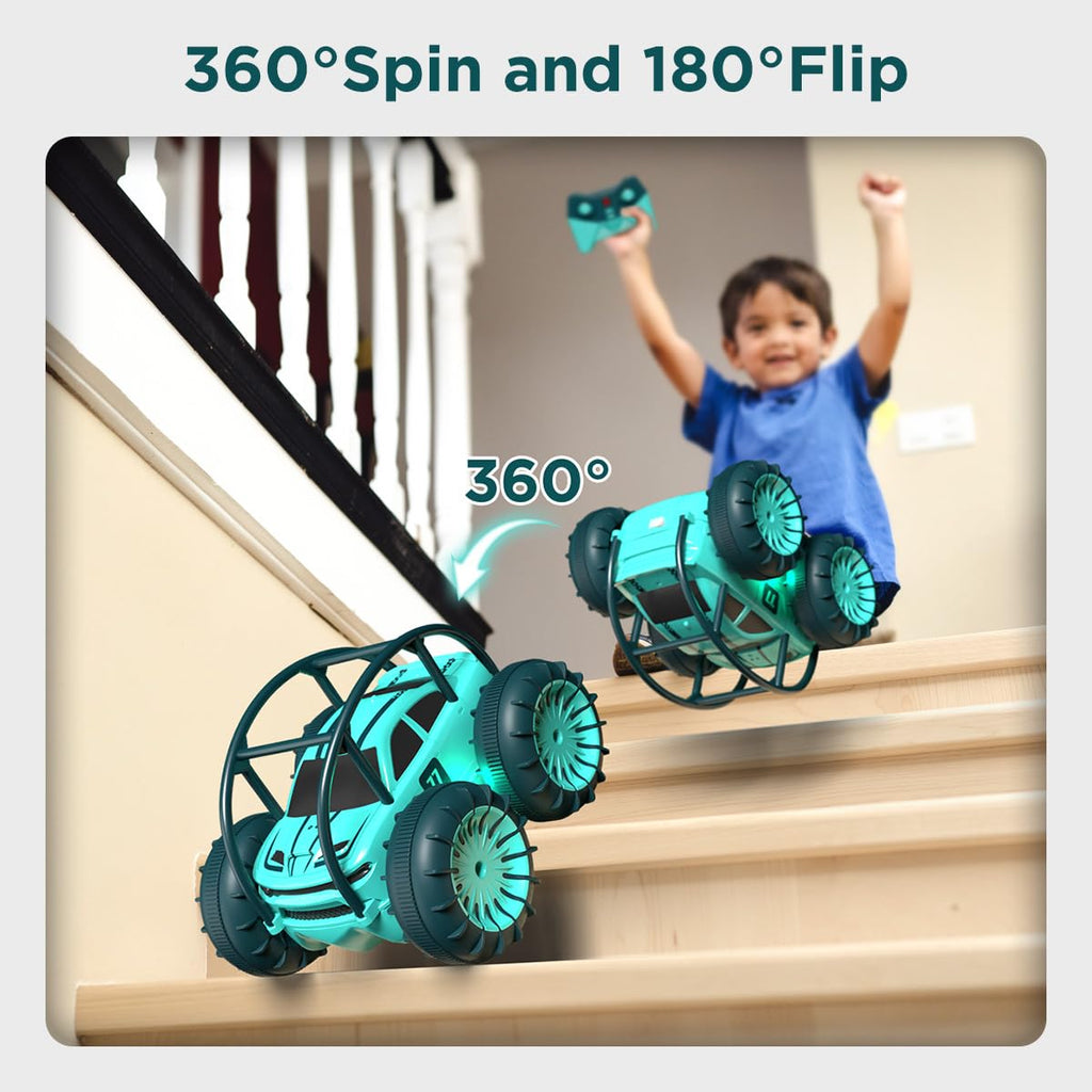 MaxTronic Amphibious Remote Control Car,Rechargeable RC Cars Toy 360° Flips Rotation Stunt Crawler 15KM/H 4WD All Terrain Outdoor Indoor Toy for Kids Boys Girls 3-12