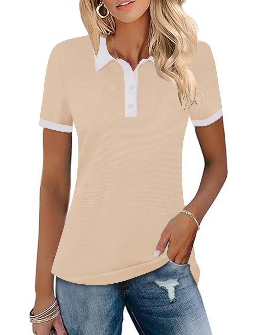 LOMON Womens Golf Polo Shirts Short Sleeve Collared Tops Lightweight Moisture Wicking Tennis Activewear S-XXL