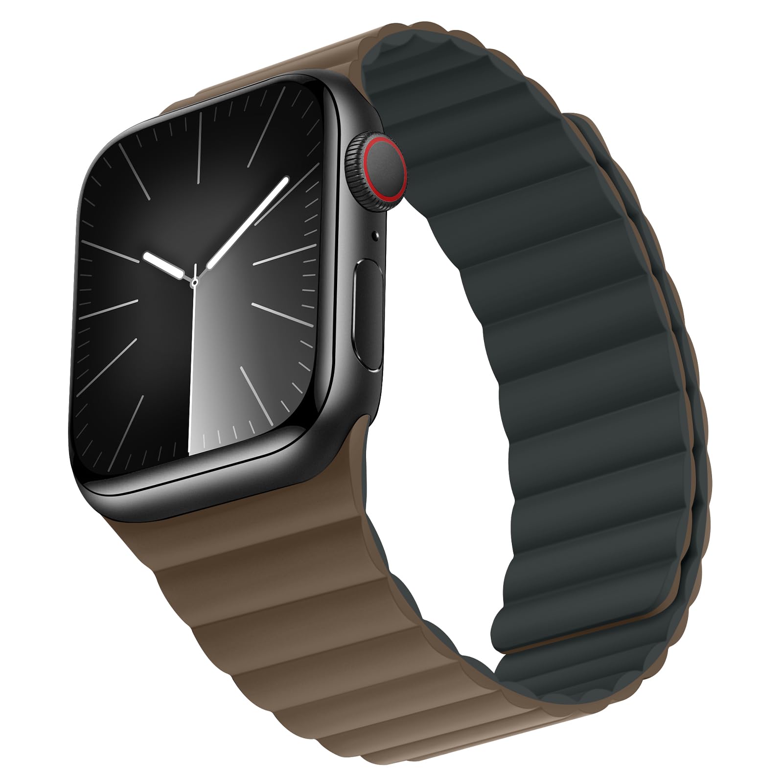 Bisikor Compatible with Apple Watch Band 49 46 45 44 42 41 40 38mm, Double Sided Wearable Silicone Magnetic Strap for iWatch Ultra SE Series 11 10 9 8 7 6 5 4 3 2 1 (38/40/41/42, Beige/Gray)