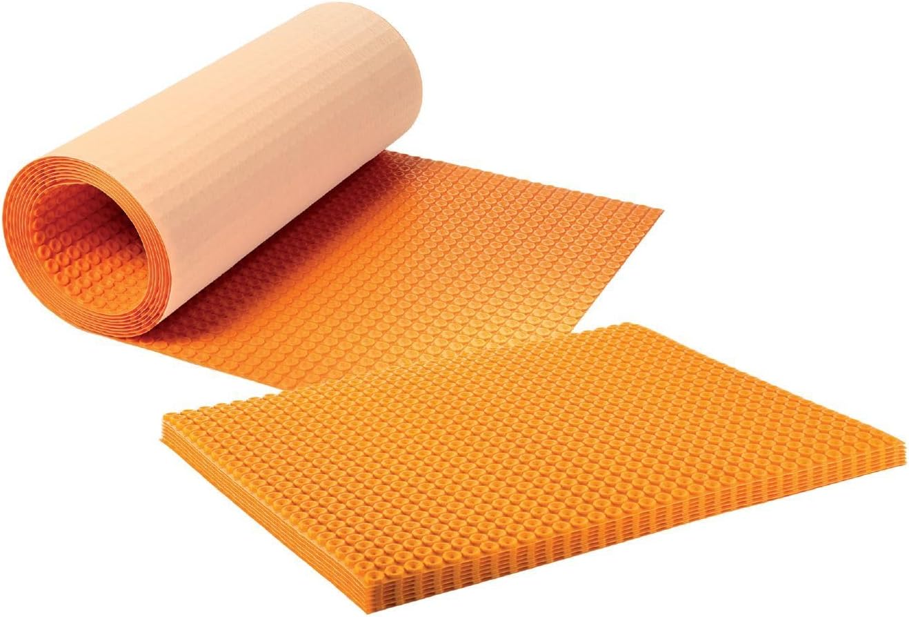 Schluter Ditra-Heat Electric Floor Heating Membrane, 1/4" Thickness | Ideal for Tiles and Stone, Uncoupling, Waterproofing, Vapor Management and Load Support, 134.5 Square Feet Roll - DH512M