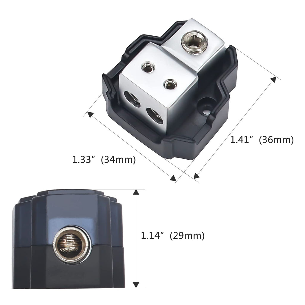 RECOIL DB12 2 Way Power Distribution Block, 1 X 0/2/4 Gauge in / 2 X 4/8 Gauge Out Power Distribution Ground Distributor Block for Car Audio Amplifier Splitter