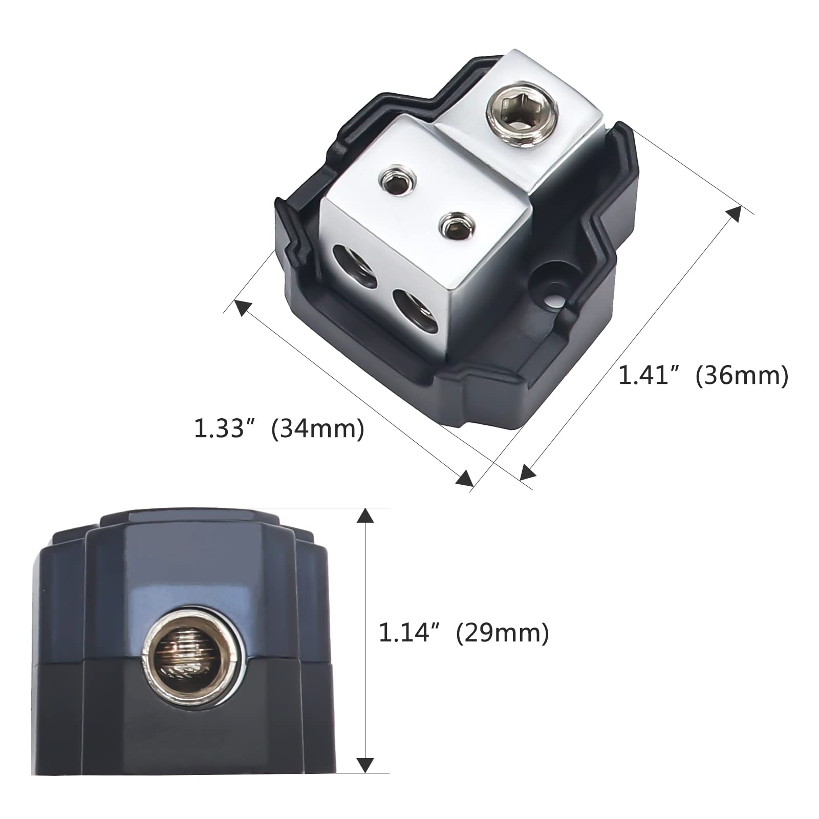RECOIL DB12 2 Way Power Distribution Block, 1 X 0/2/4 Gauge in / 2 X 4/8 Gauge Out Power Distribution Ground Distributor Block for Car Audio Amplifier Splitter