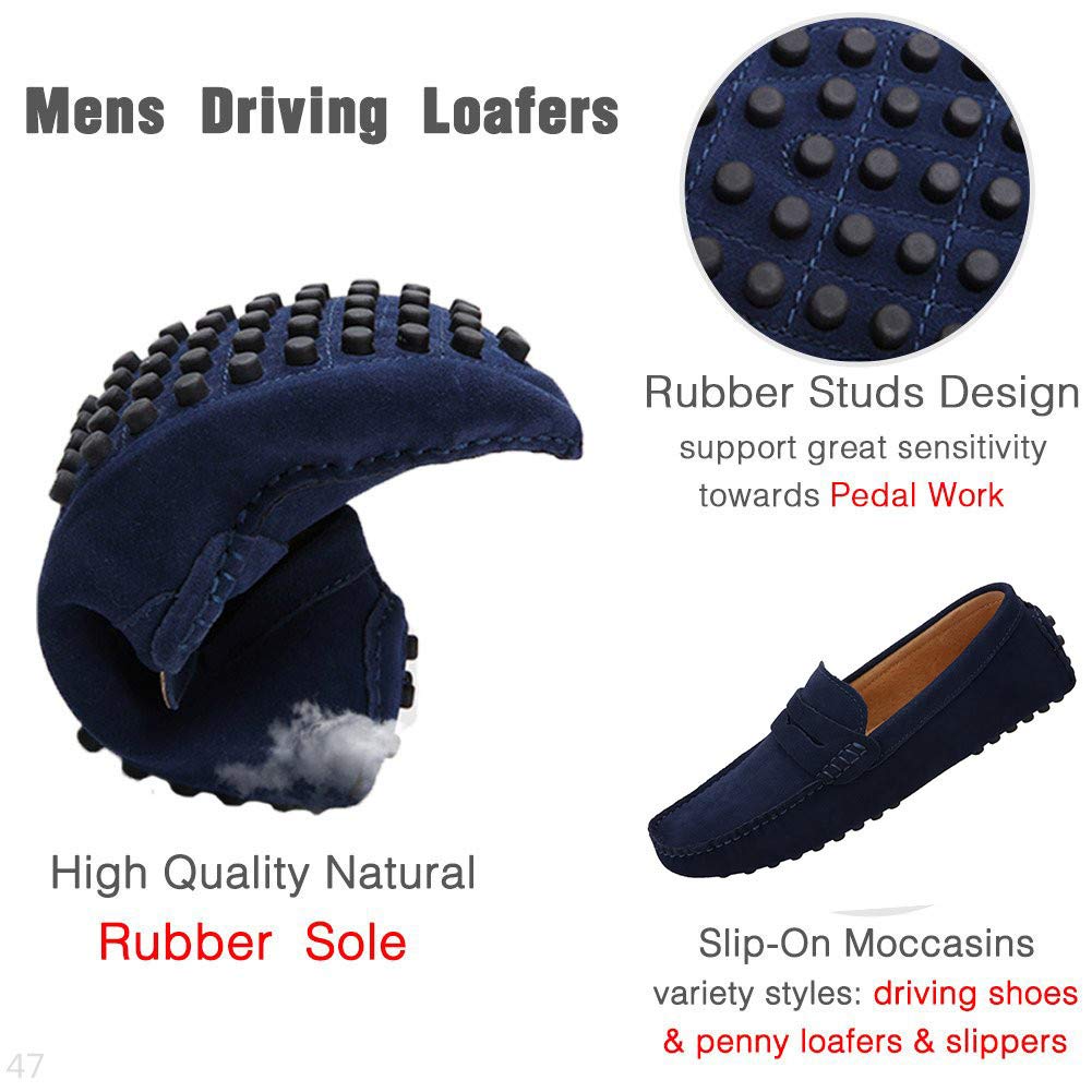 JIONS Mens Driving Penny Loafers Suede Moccasins Slip On Casual Dress Boat Shoes