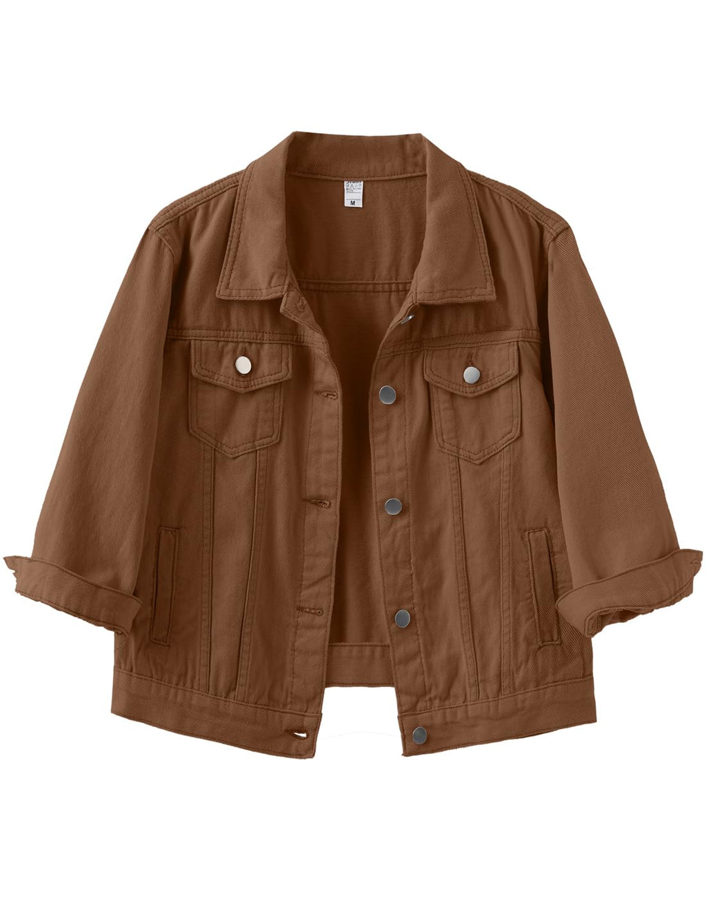 Locachy Womens 3/4 Sleeve Short Denim Jacket Lapel Button Down Cropped Trucker Jean Jackets Coats