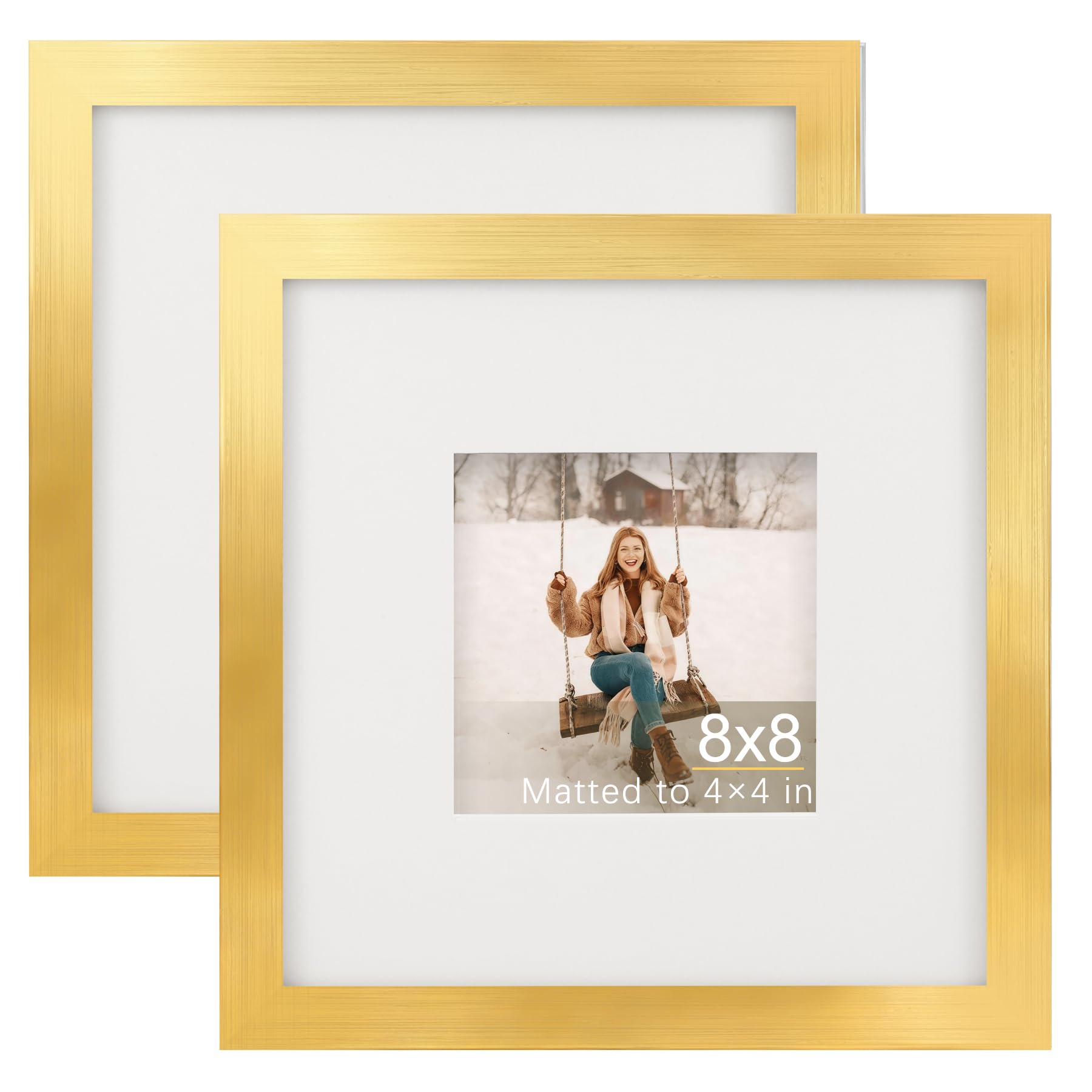 TOFOREVO Picture Frames 4x4 Set of 2 Black Wood Grain Photo Frame for Gallery Wall Mounting or Tabletop Display