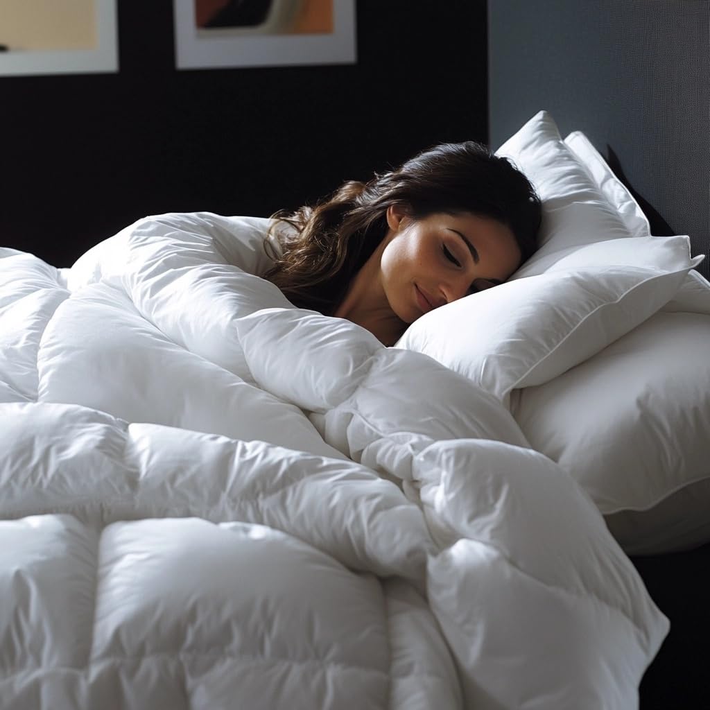 C&W Twin/Twin XL Down Comforter All Season, 750 Fill Power, Duvet Insert, 30oz Fill Weight, 100% Cotton Shell, Noiseless, Breathable, Lightweight, Machine Washable, Baffle Box, White (68"x90")
