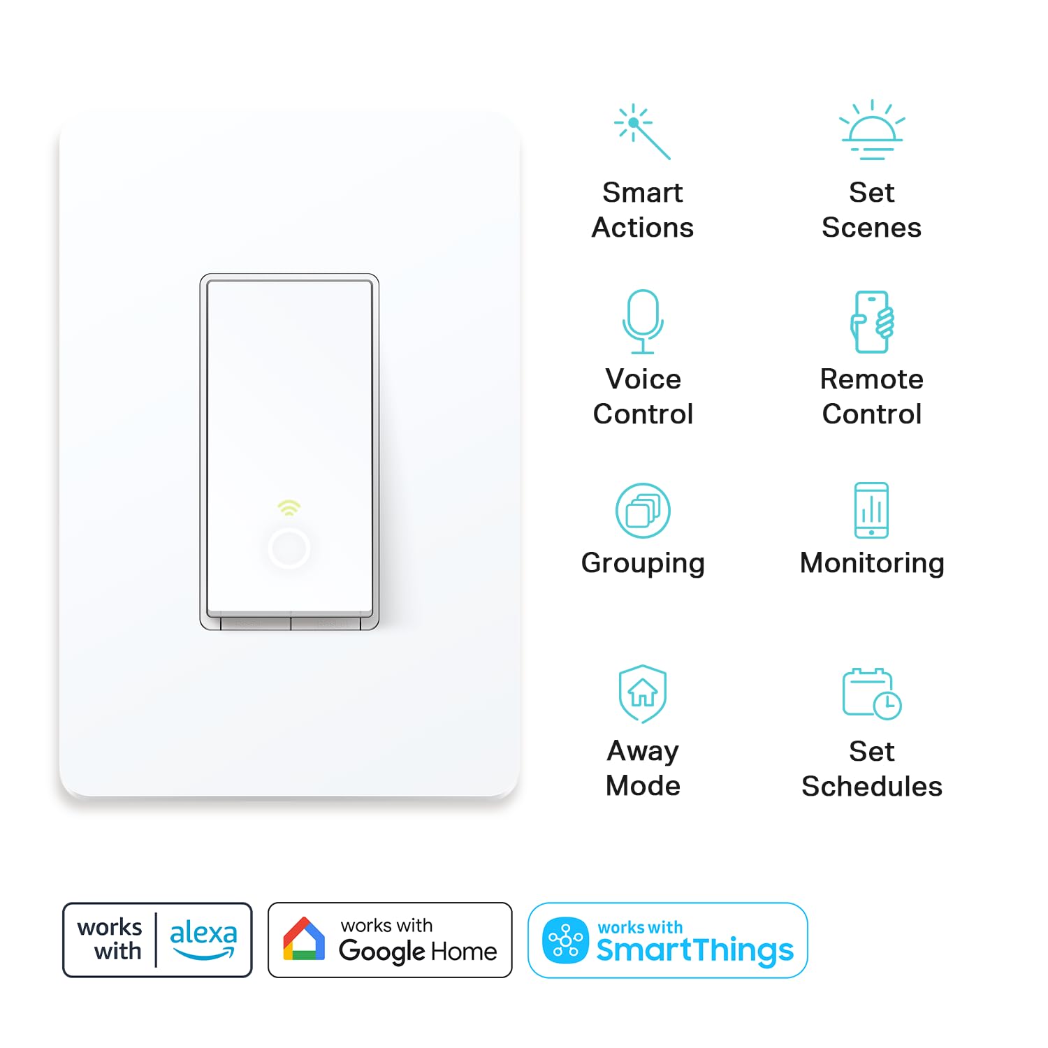 Kasa Smart 3 Way Switch HS210 KIT, Needs Neutral Wire, 2.4GHz Wi-Fi Light Switch works with Alexa and Google Home, UL Certified, No Hub Required, White,2 Count (Pack of 1)
