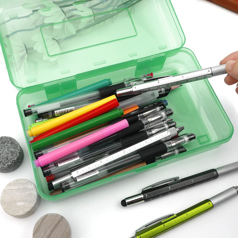 Pencil Case, Pencil Box, Clear Pencil Case, 3 Pack Plastic Pencil Case, Large Capacity Pencil Case, Crayon Box with Snap-tight Lid Stackable Design, Plastic Storage Box for School Office Supplies
