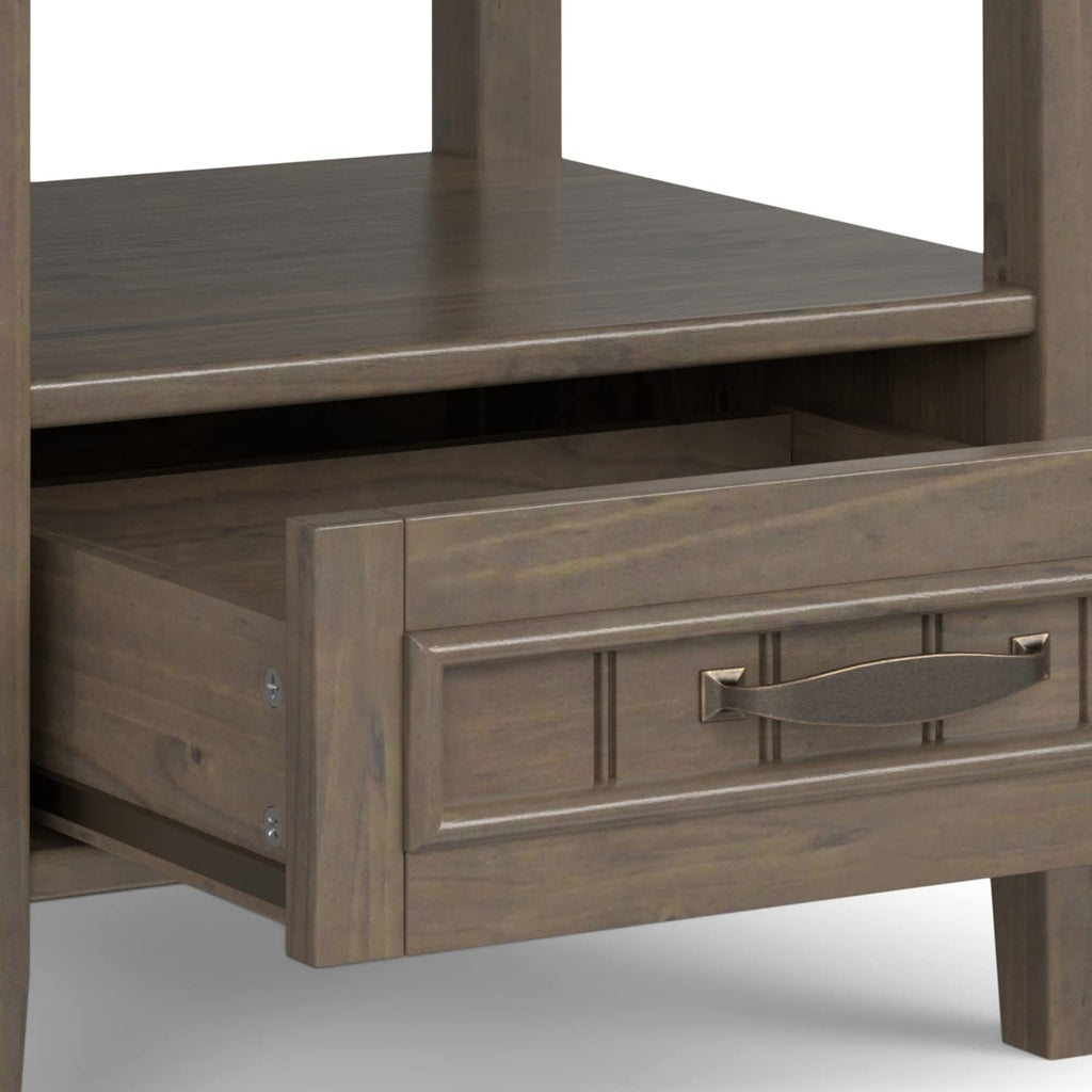 SIMPLIHOME Warm Shaker Coffee Table - 48 inch Wide Solid Wood Coffee Table in Black, Transitional Living Room Table with 2 Drawers, Open Shelf, Shaker Fronts and Tapered Legs