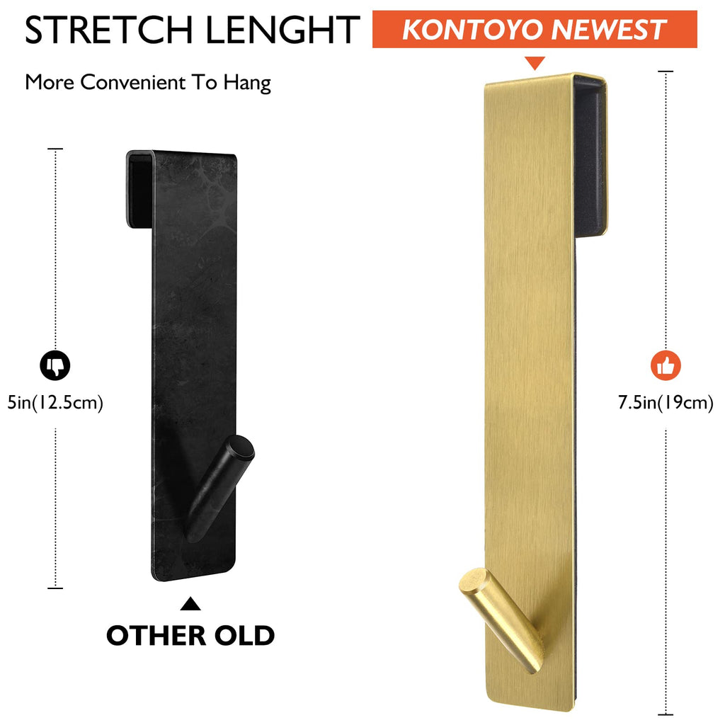 Kontoyo Shower Door Hooks(7.5 Inch),Extended Over Door Hooks for Bathroom Frameless Glass Shower Door,Stainless Steel Towel Hooks,Heavy Duty Rack Hooks for Robe,Towel-2 Pack-Black