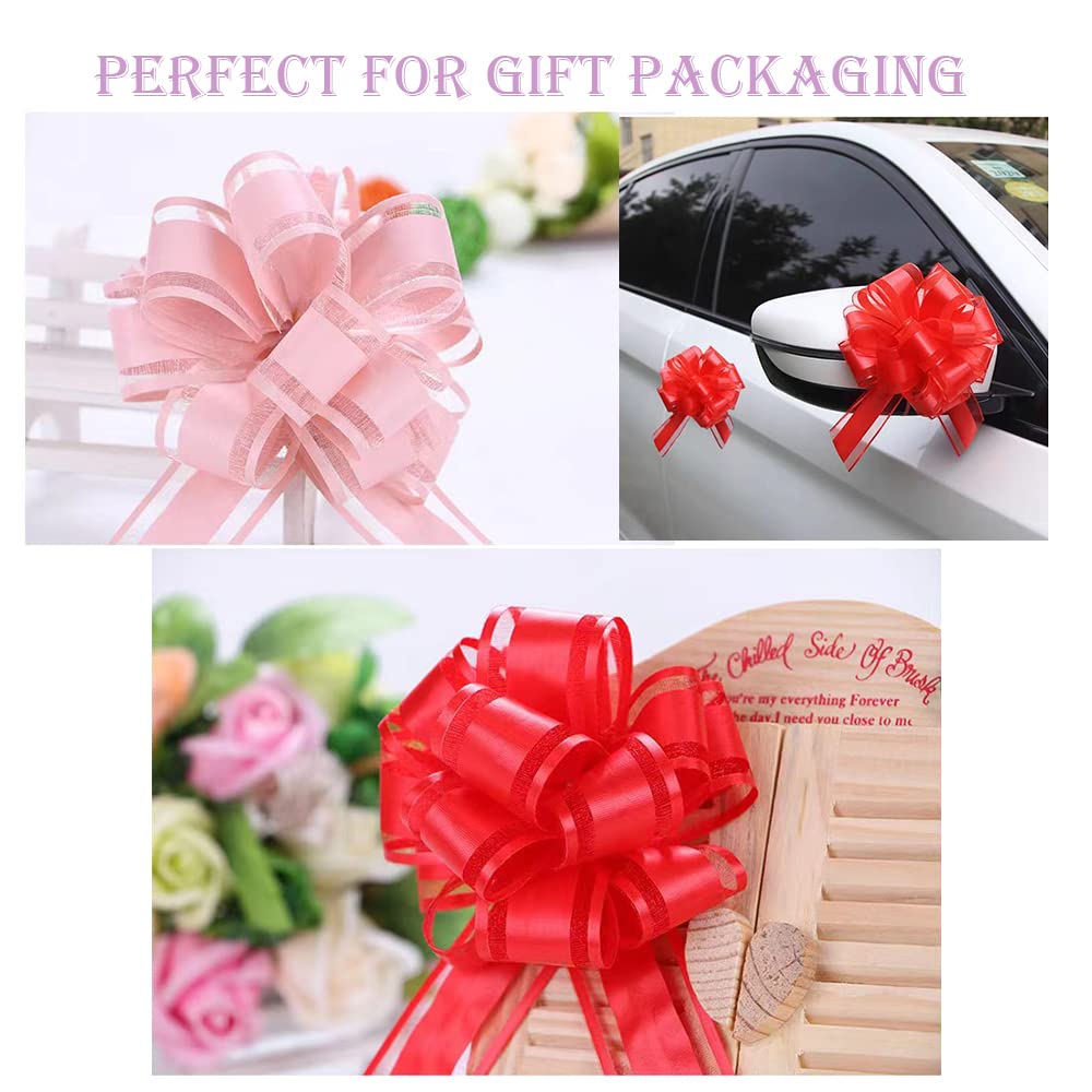 6 PCS Large Pull Bows,Bow for Gift Wrapping,6 inches,Christmas Party Birthday Gift Wedding Ribbon Bows for Wrapping Boxes or Flower Decorations, Valentine's Day Gift Decorations