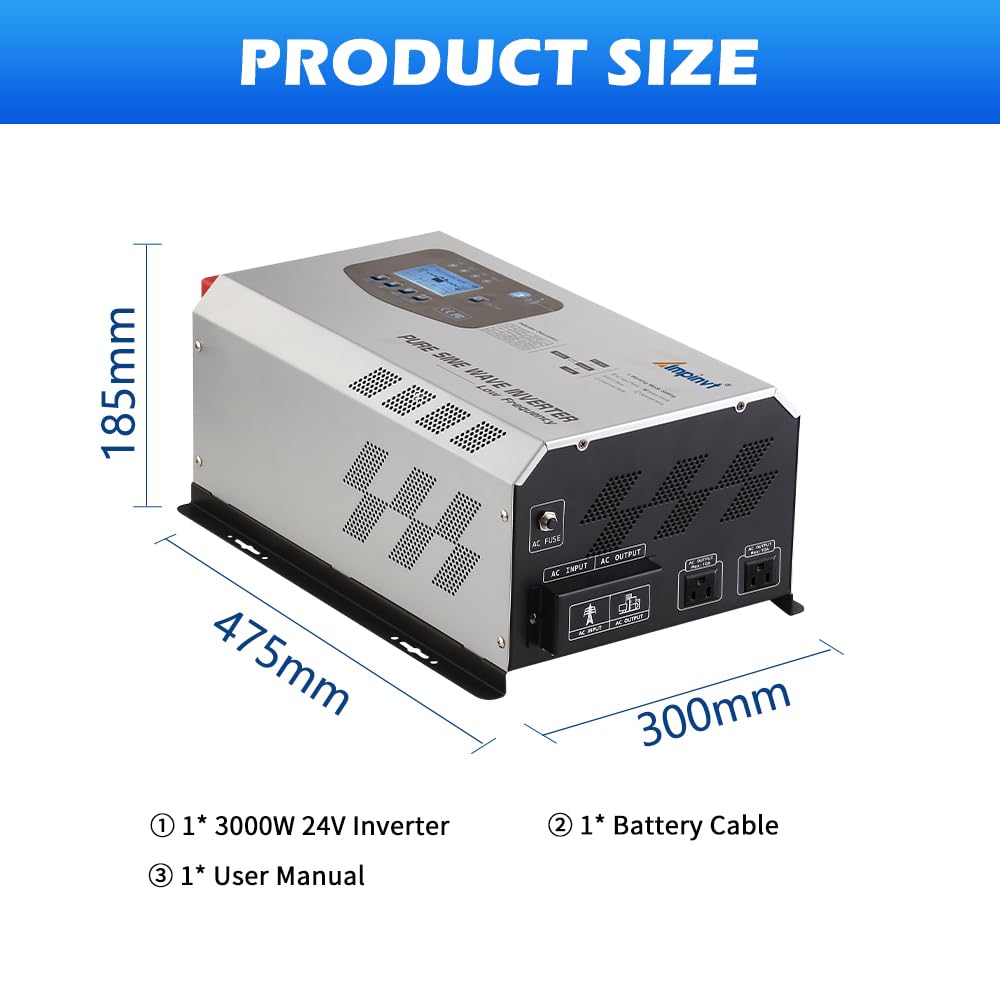 Ampinvt 800W Pure Sine Wave Inverter with AC Charger, DC 12V to AC 120V Output,UPS Backup Power Low Frequency Inverter for Lithium, Sealed,AGM, Gel,and Flooded Batteries