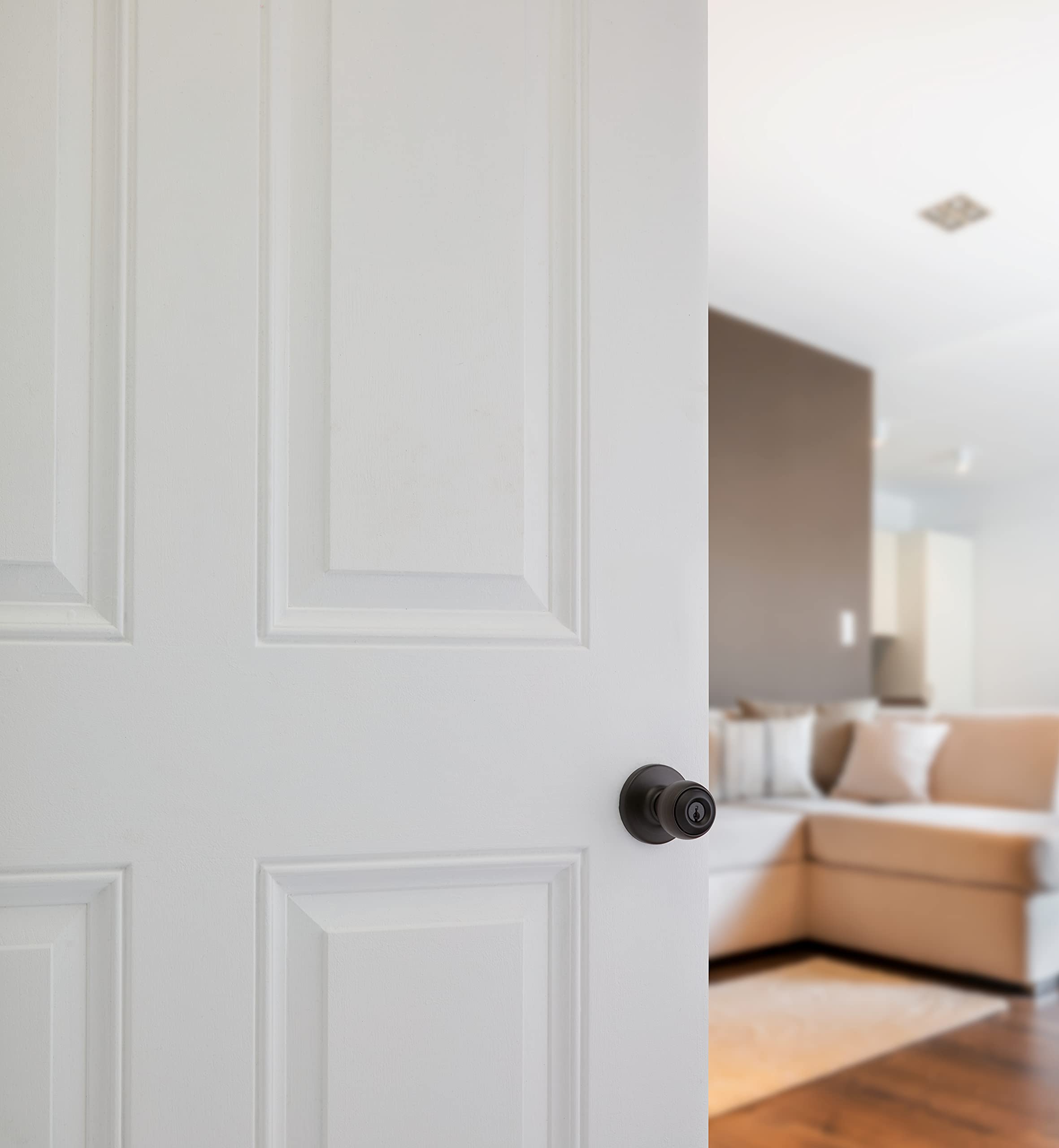Kwikset Polo Dummy Door Knob, Single Sided Handle for Closets, French Double Doors, and Pantry, Matte Black Non-Turning Interior Push/Pull Door Knob, with Microban Protection