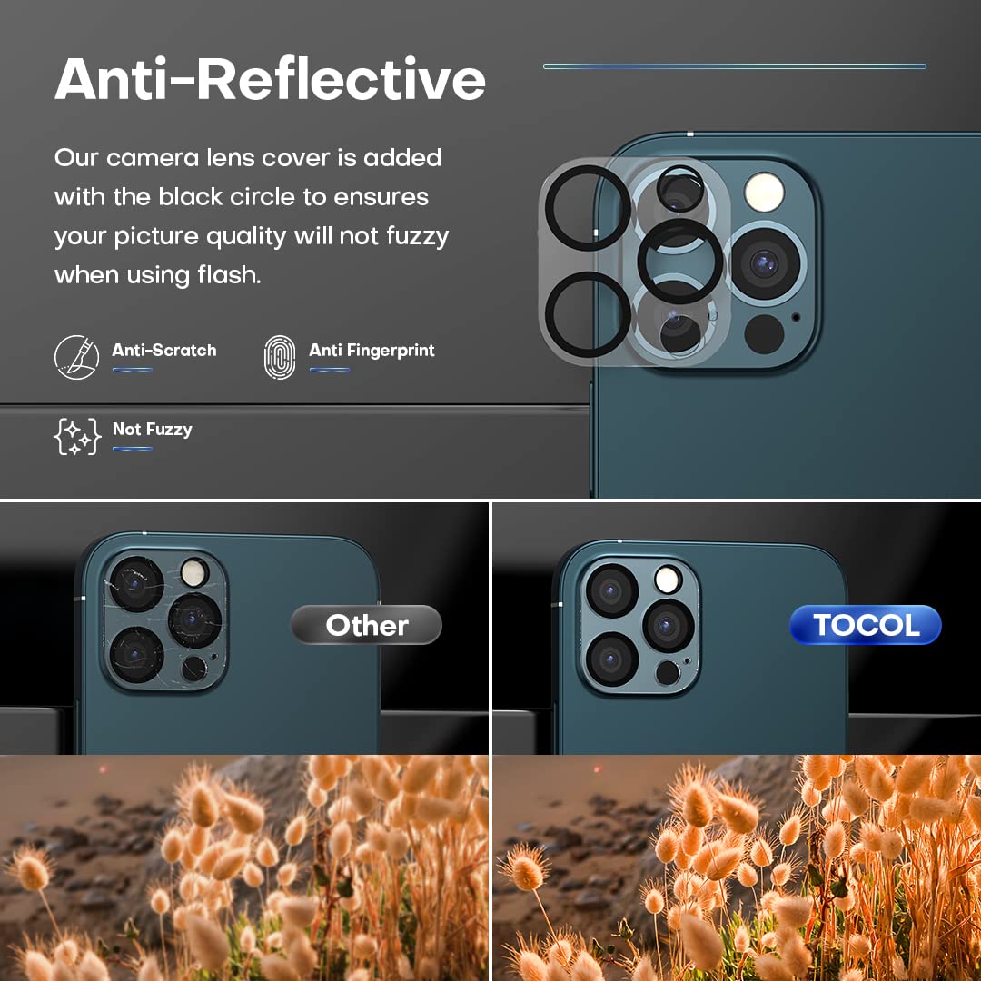 TOCOL [3 Pack] Compatible for Google Pixel 6 5G 6.4'' Tempered Glass Screen Protector & Glass Camera Lens Protector, Case Friendly, Anti-Scratch [Alignment Tool] [Fingerprint Unlock]