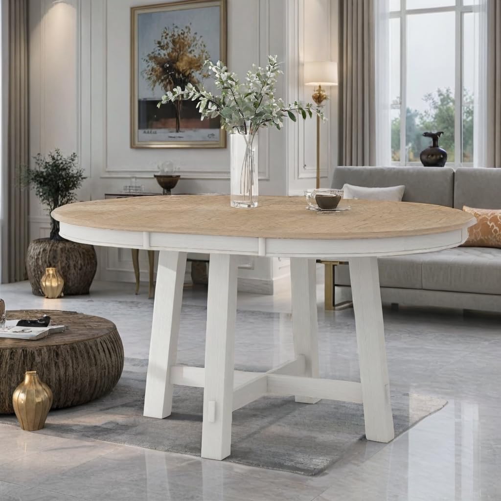 LUMISOL Round Dining Table for 4-6 People, 41"-57" Extendable Kitchen Table with 16" Removable Leaf for Small Places, Kitchen, Dining Room, Espresso