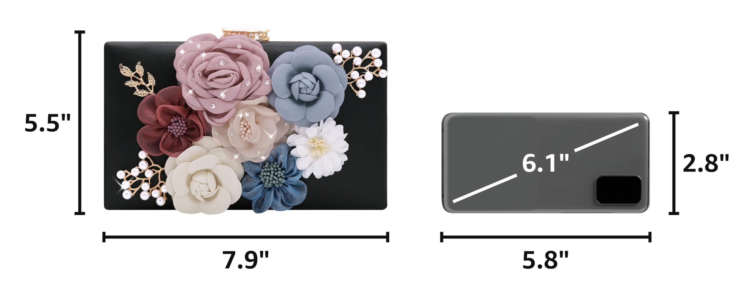 Evening Bag for Women, Flower Wedding Evening Clutch Purse Bride Floral Clutch Bag