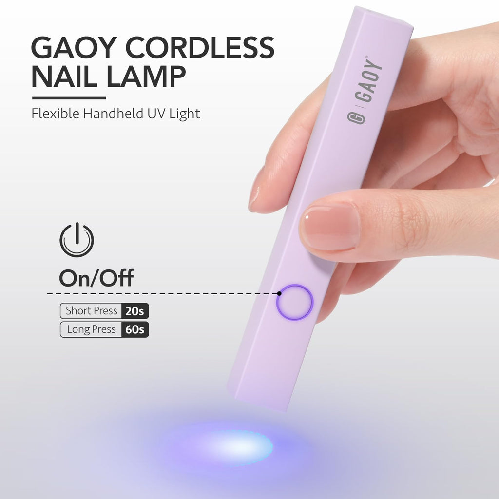 GAOY Handheld UV Light for Gel Nails, Mini Nail Lamp, Portable Cordless Rechargeable, Fast Curing, Diamond Pink