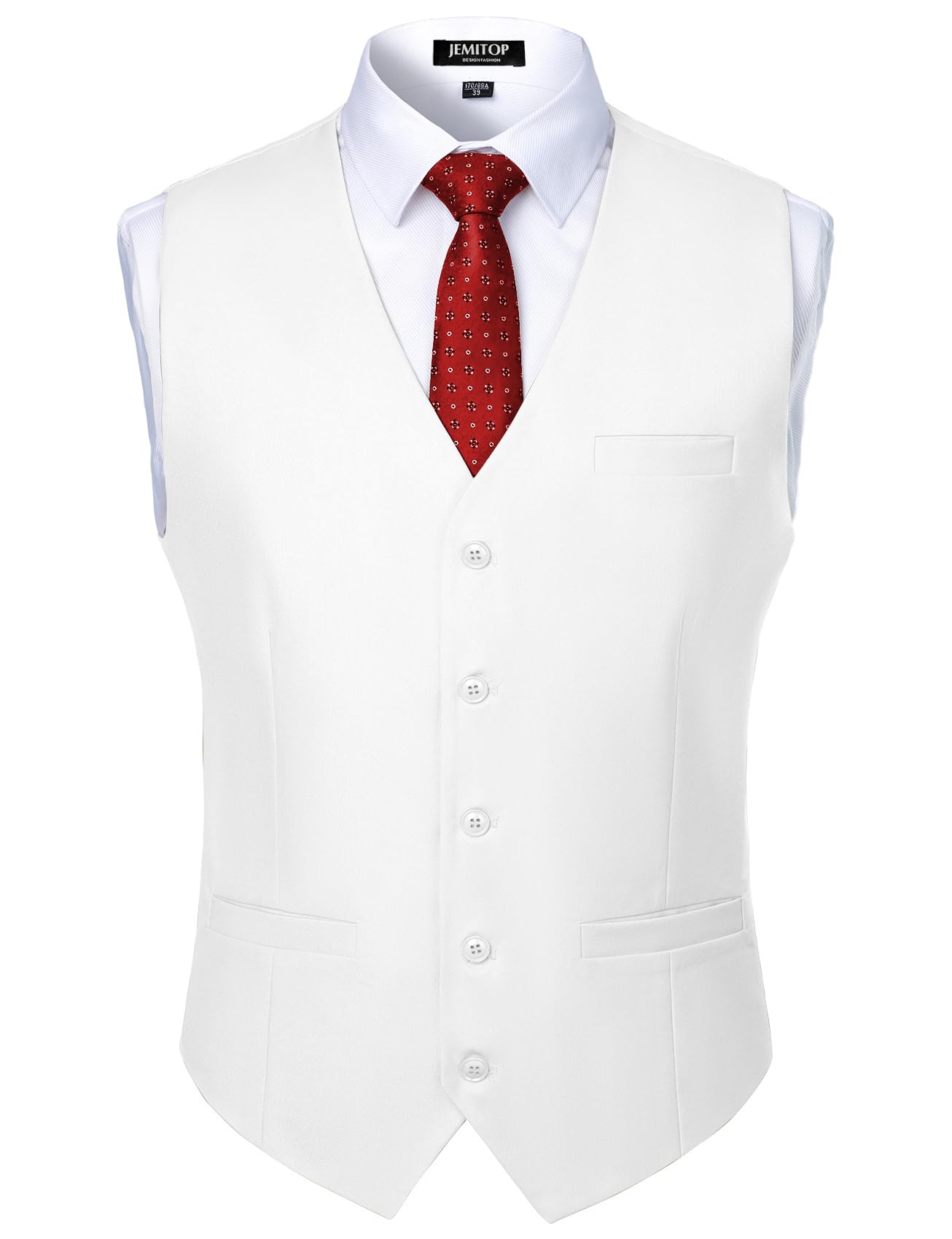 JEMITOP Men's Classic Slim Fit Dress Vest Formal Wedding Prom Tuxedo Suit Vest with Pocket