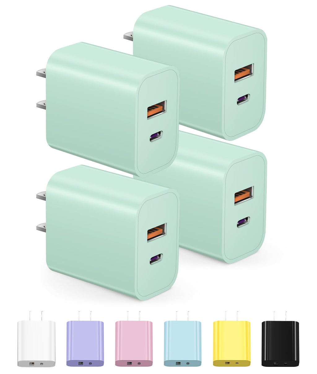 USB C Charger Block Charging Block Type C Charger 20W Wall Chargers 4 Pack for iPhone 16/16 Plus/16 Pro/16 Pro Max/iPhone 15/15 Pro/15 Pro Max/14/13/12 Pro/Samsung//Android(Black)