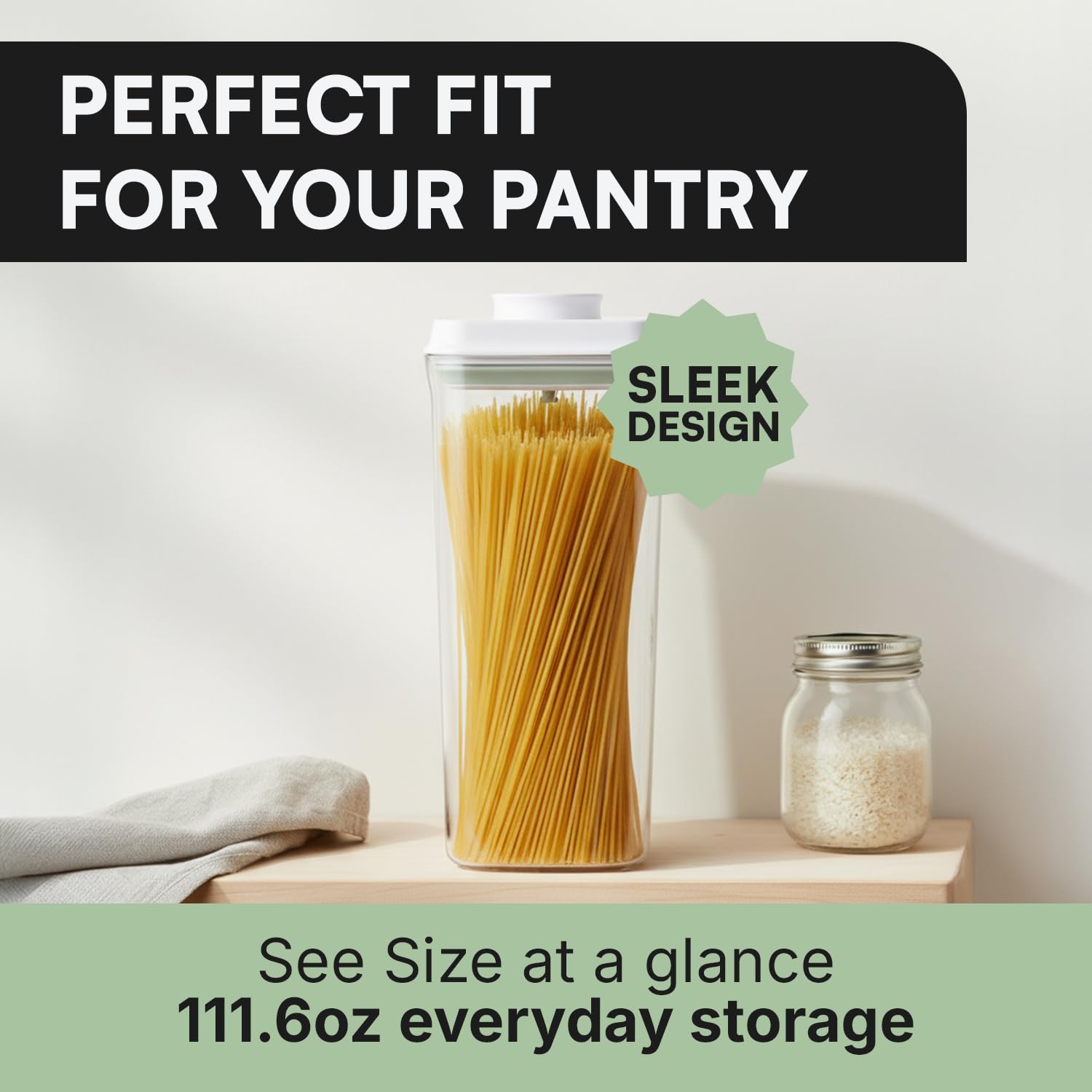 Bop Top Airtight Food Storage Containers with Lid 13.5 Cups / 108 oz | Kitchen Canister Sets | Air Tight Pantry Container | Pop Top Dry Food Storage Containers for Snacks, Sugar, Flour, Baking, Pasta