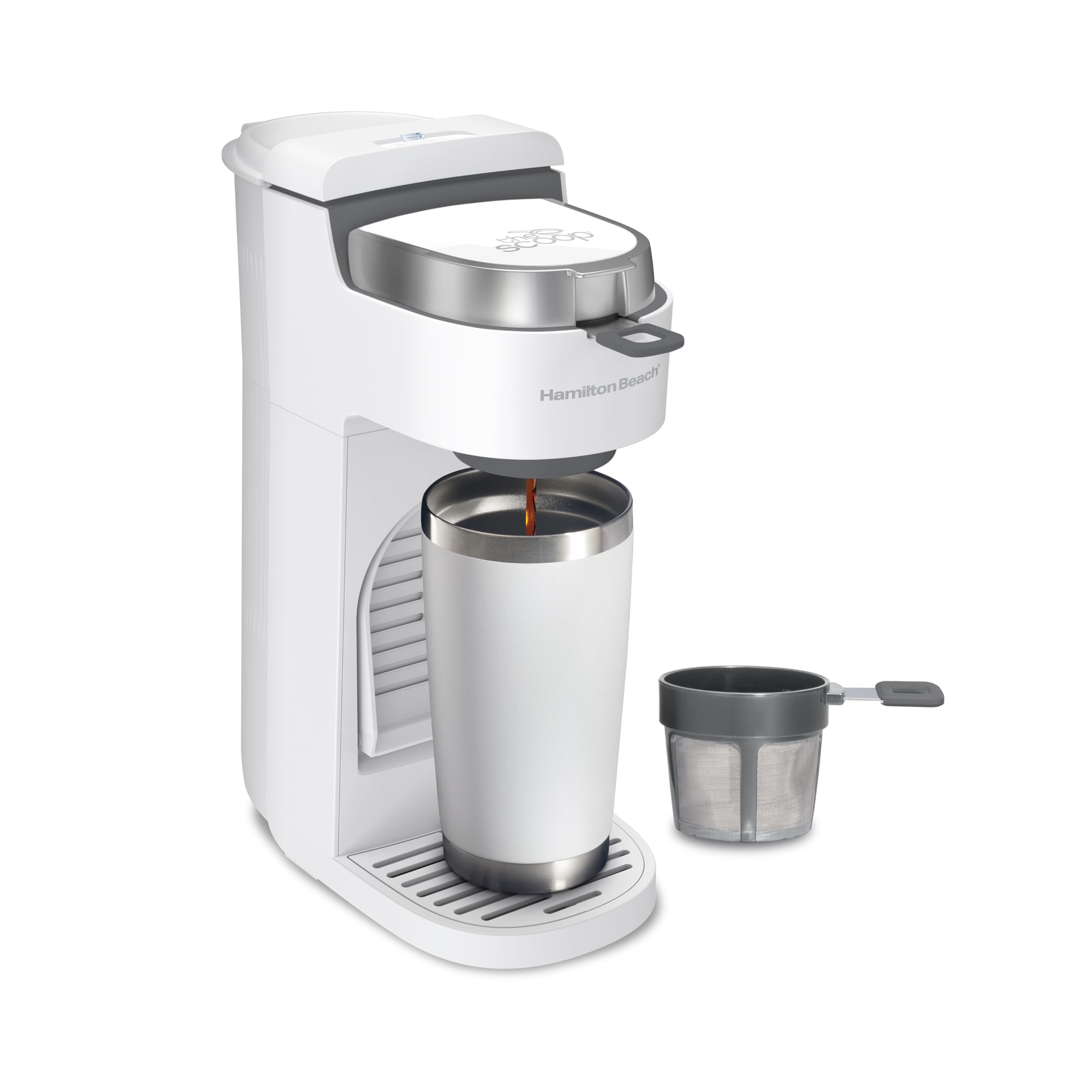 Hamilton Beach The Scoop Single Serve Coffee Maker & Fast Grounds Brewer for 8-14oz. Cups, Brews in Minutes, Black (47620), Next Gen