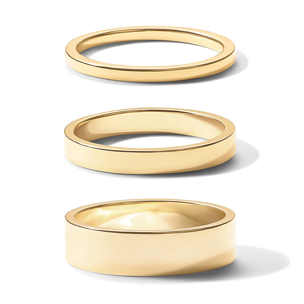 PAVOI 18K Gold Plated 3 Rings Set | Gold Stacking Rings for Women | Stacking Ring Set