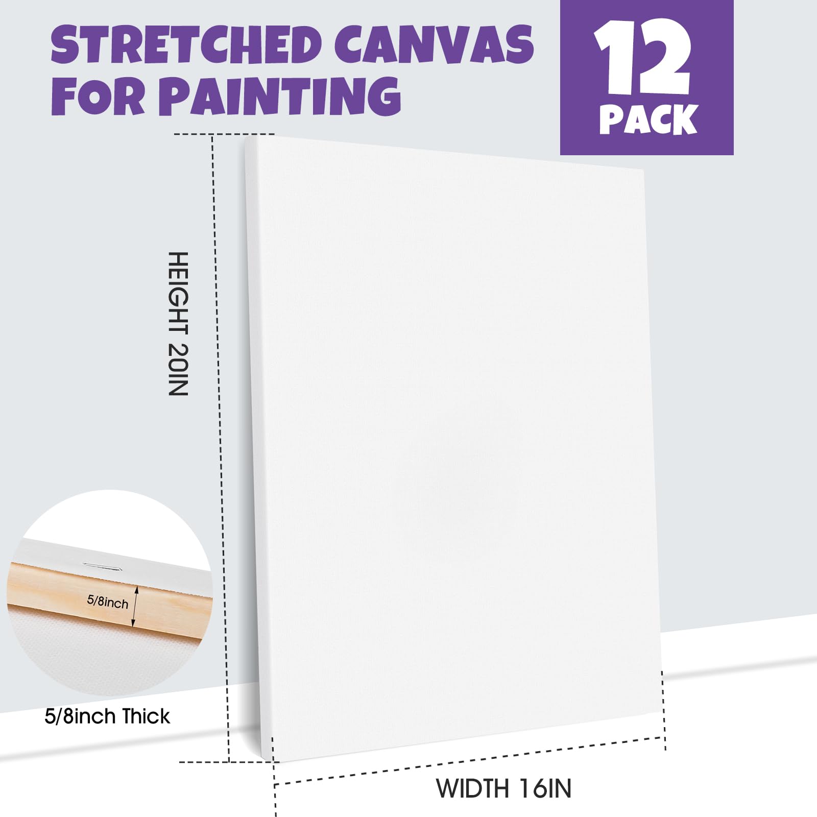 ESRICH Stretched Canvas for Painting 5x7, 48 Pack Small Canvases for Painting 5/8" Profile Primed Acid-Free Blank Painting Canvas for Kids & Artists for Decorations, Painting Parties.