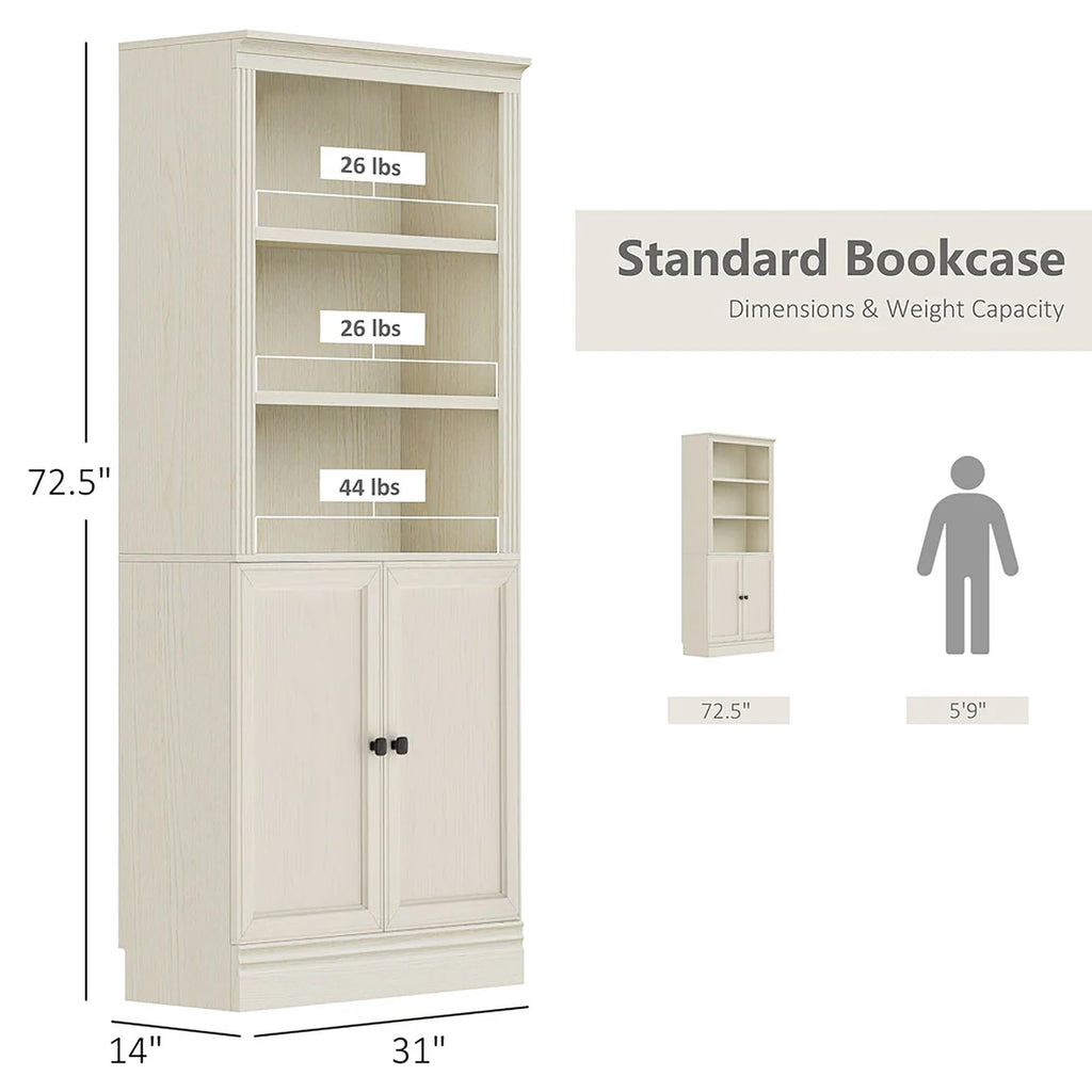 JAHRSTIM Halston Bookshelf, 5-Tier Tall Deep Storage Shelf, Adjustable Open Shelving Unit Closet Organizer and Storage for Living Room Home Office Bedroom, Modular Deep Bookcase Bookshelves