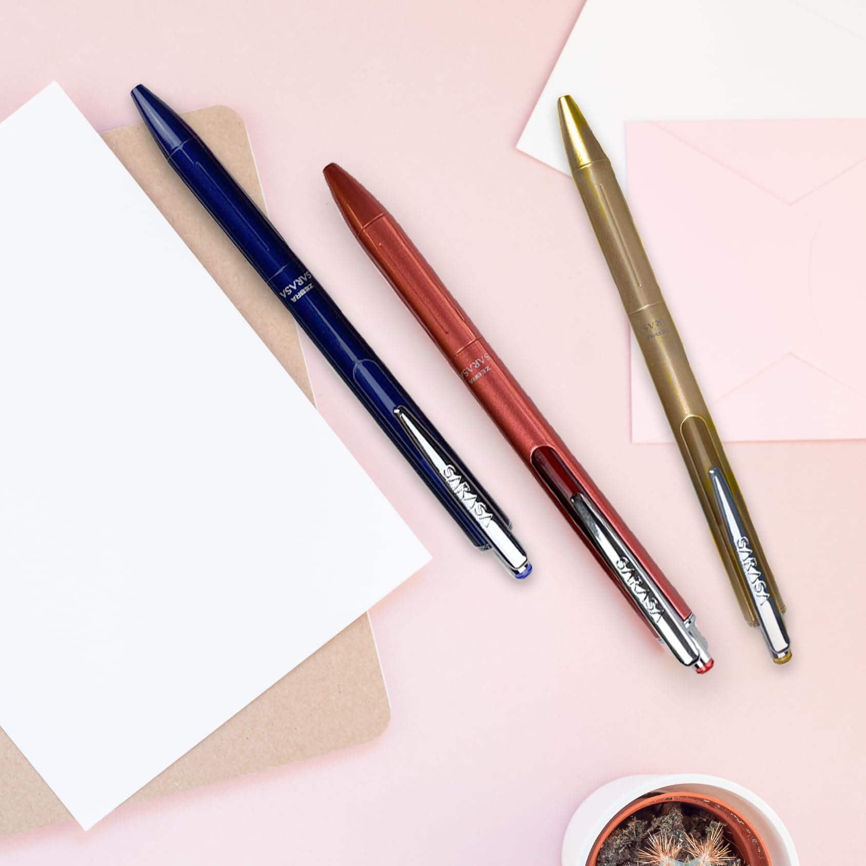 Zebra Pen, SARASA Grand Retractable Gel Pen, Solid Brass Barrel, Fast-Drying Black Ink, 0.7mm Point, Ideal for the Left-Handed, Eliminates Smudging, Gold Brass Barrel, 1-Pack, (45511)