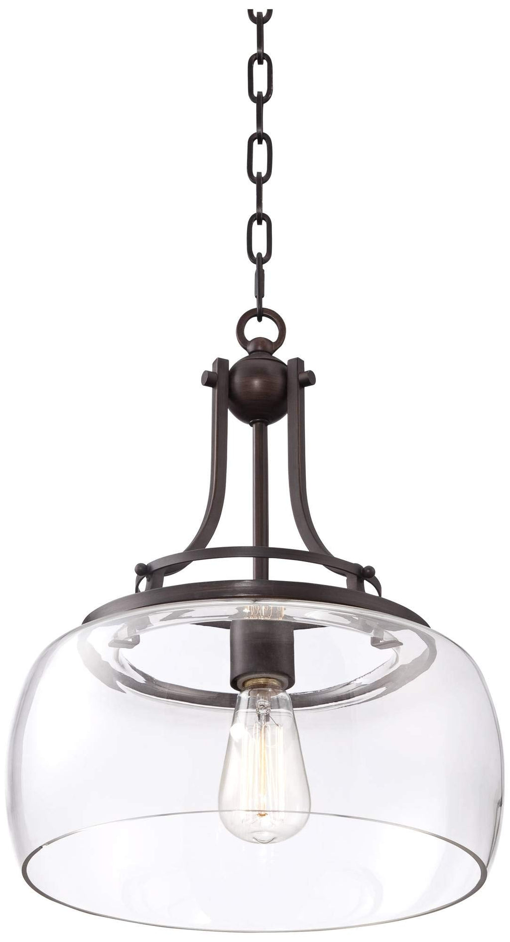 Franklin Iron Works Charleston Satin Nickel Pendant Chandelier 16" Wide Rustic Farmhouse Seeded Clear Glass LED 3-Light Fixture for Dining Room House Foyer Entryway Kitchen Bedroom Living Room