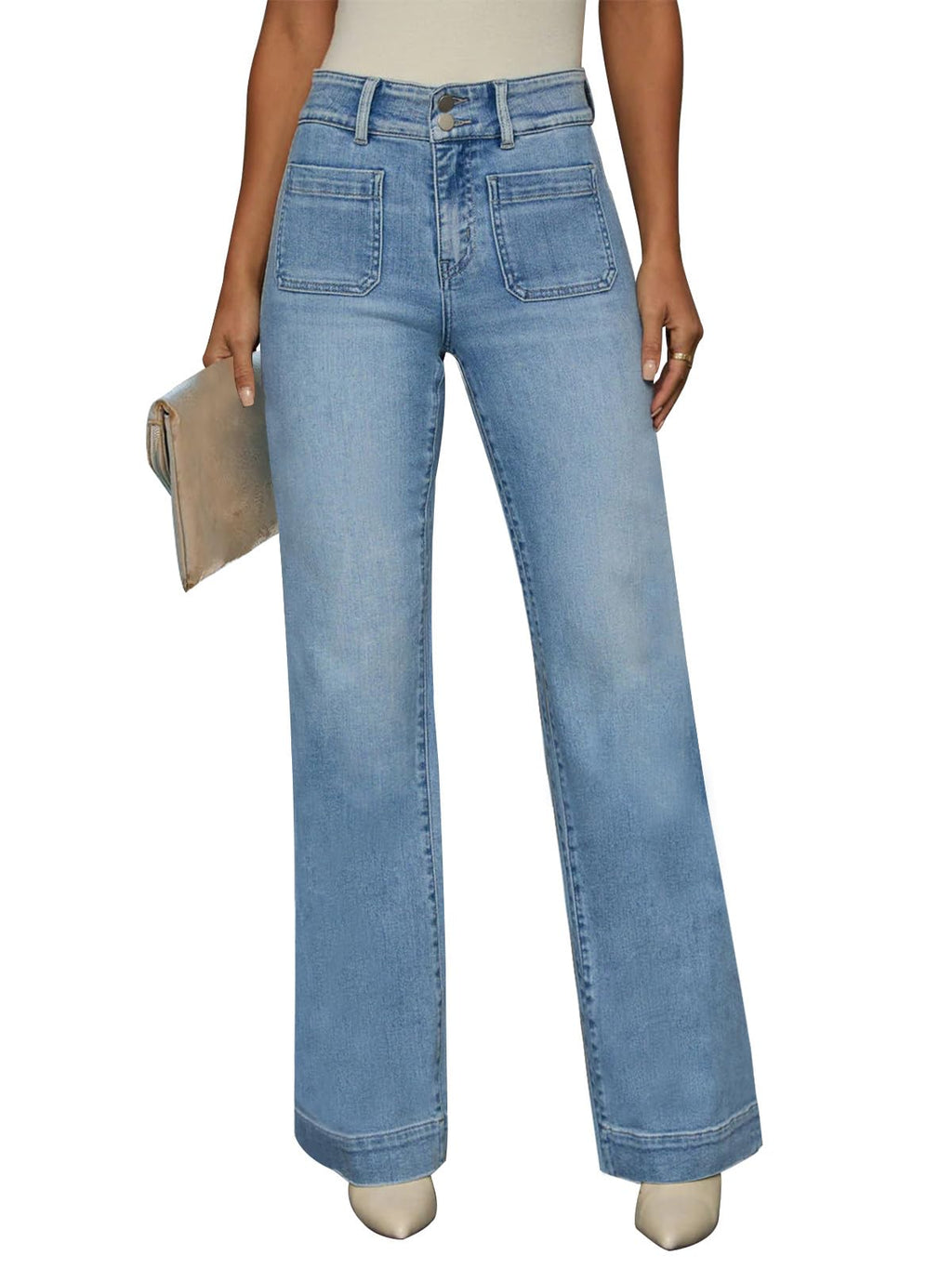 KUNMI Jeans for Women Wide Leg Baggy High Waist Boyfriends Straight Leg Stretchy Denim Pants Trendy Fall 2025