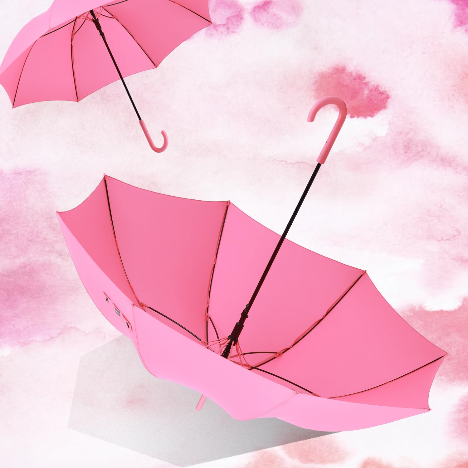 RUMBRELLA UV Stick Umbrella Auto Open UPF 50+ with J Hook Handle 51IN