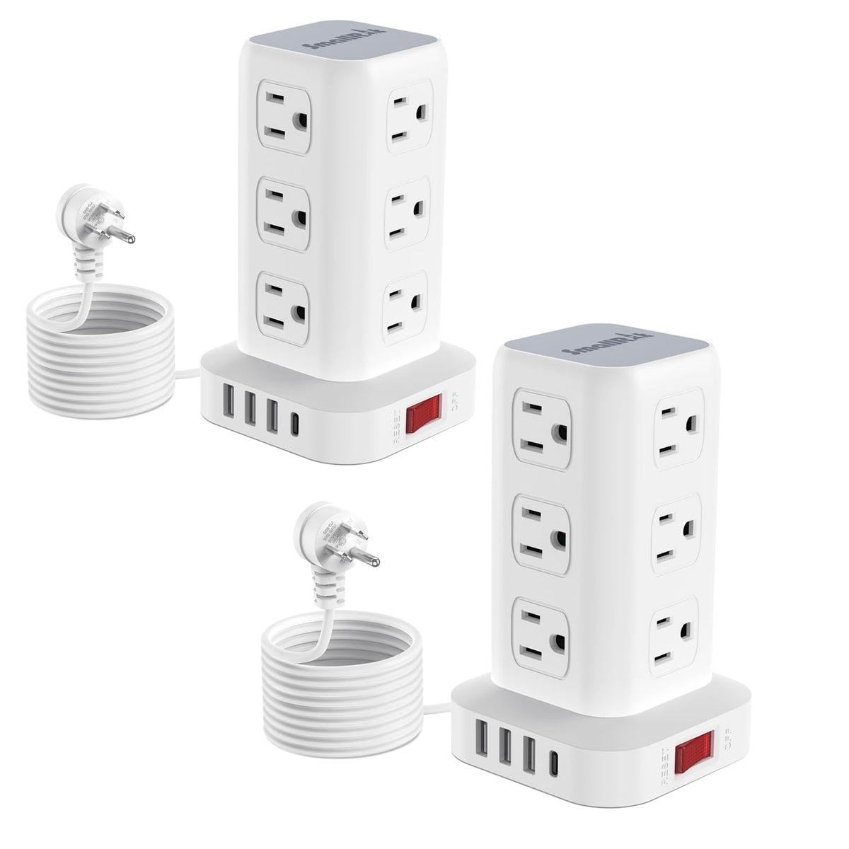 Tower Surge Protector Power Strip with 12 Outlets 4 USB (1 USB C), 6.5Feet Extension Cord with Multiple Outlets, Charging Station, Power Strip Tower, Office Desk Supplies