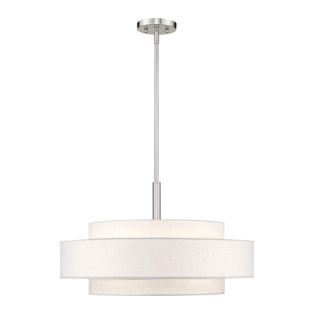 Livex Lighting Fabric Shade 52138-92 Meridian 5 Light English Bronze Pendant