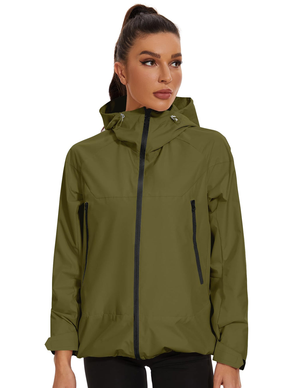 Avoogue Rain Jacket for Women Waterproof Lightweight Rain Coat Hiking Windbreaker Jacket with Hood
