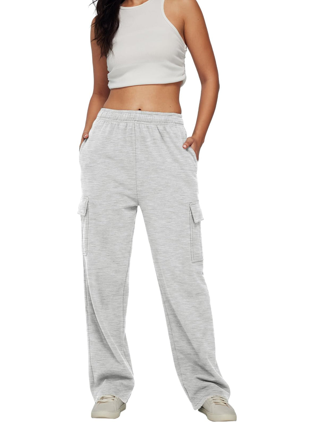 AUTOMET Womens Cargo Sweatpants Baggy Fleece High Waisted Joggers Sweat Pants Athletic Pants