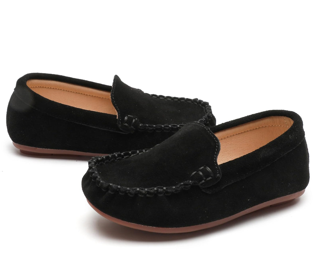 DADAWEN Toddler Little Kid Boys Girls Soft Suede Leather Slip On Flat Boat Dress Shoes Wedding Church Oxford Shoes Loafers