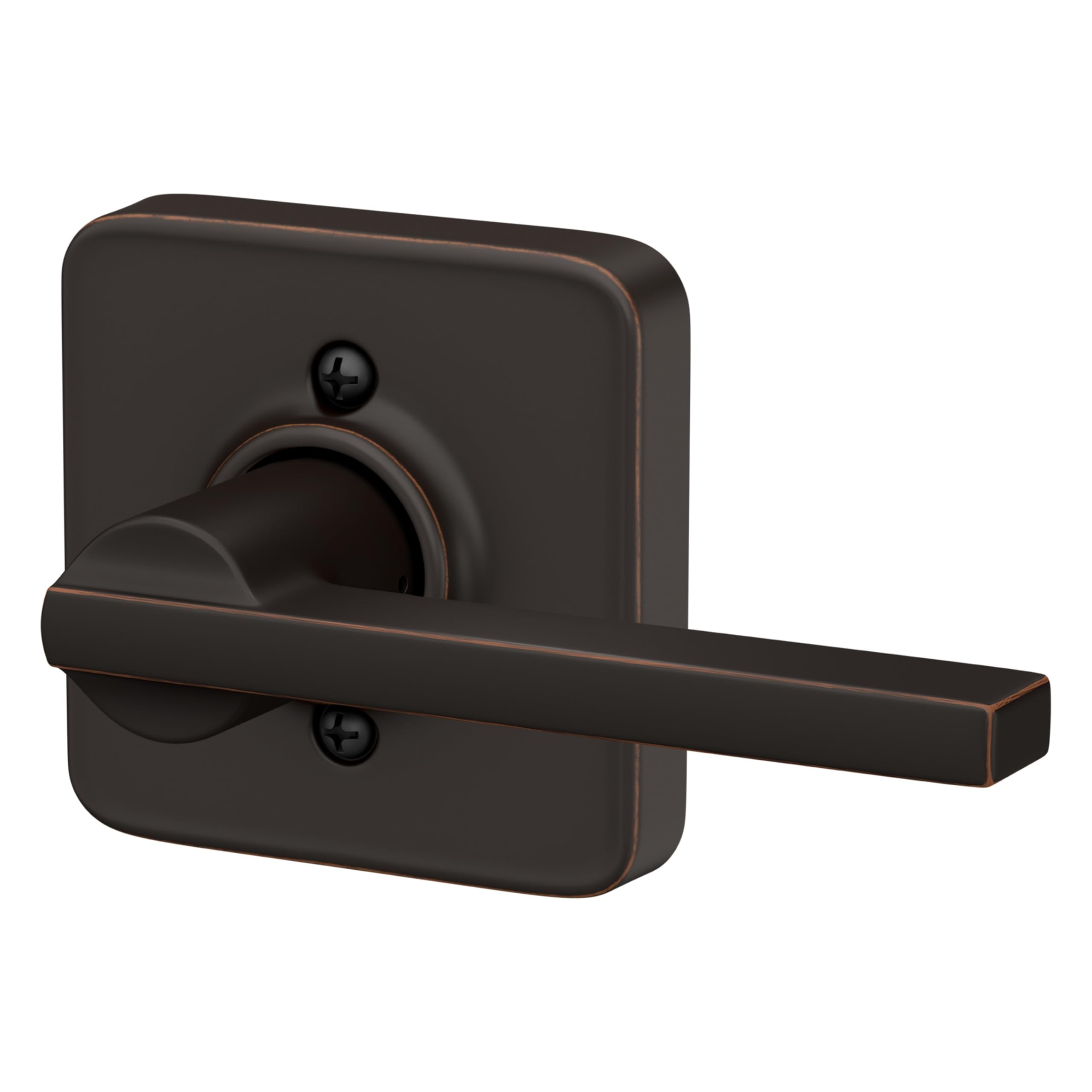 Schlage F10 LAT 716 Latitude Door Lever, Hall & Closet Passage Lock, Aged Bronze