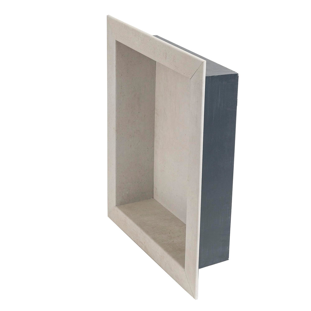 Palisade 17.5 in x 15.5 in Vinyl Shower Niche Ashen Slate | Waterproof Shower Insert
