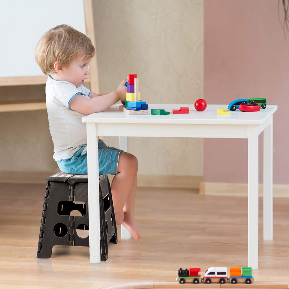 ACSTEP 9 Inch Folding Step Stool 300 LB Capacity Plastic Foldable Step Stools for Kids and Adults, Folding Stool Suitable for Kitchen, Stepping Stool with Handle Bicolor Green Small Step Stool 1PC