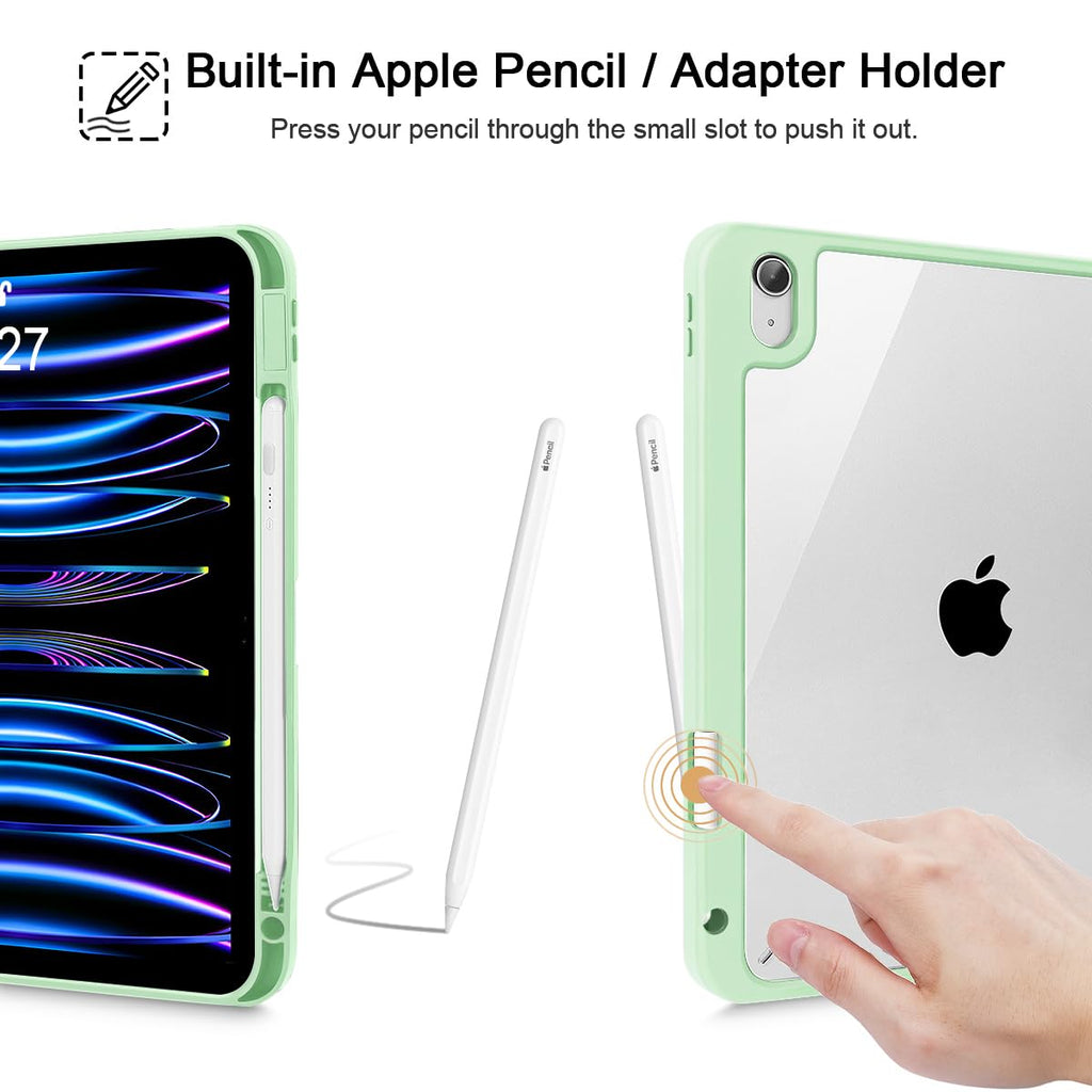 Tuiklol Case for iPad Air 11 Inch M4 2026 / Air 11 Inch M3 2025 / Air 11 Inch M2 2024 / iPad Air 10.9 Inch 2022 2020, Buit in Pencil Holder with Shockproof Cover Clear Transparent Back, Black Flower