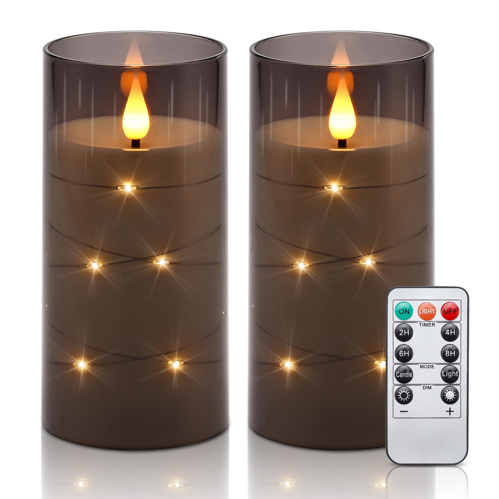 Aignis 12-Pack Waterproof Flameless Candles, 2.2" Slim Plastic Battery Operated LED Pillar Candles with 2 Remotes & Timers, Melt-Proof Fake Electric Candles for Outdoor Patio, Wedding, Home Decor