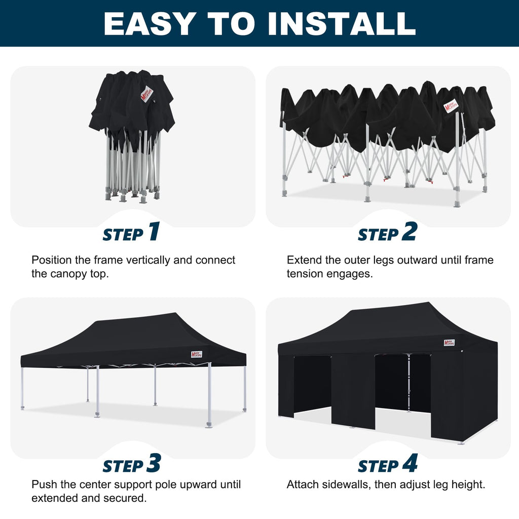 MASTERCANOPY 10x10 Premium Heavy Duty Pop Up Commercial Instant Canopy with Sidewalls(10x10 Blue)