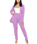 Aro Lora Women's 2 Piece Outfit Casual Solid Open Front Blazer and Pencil Pant Suits Set