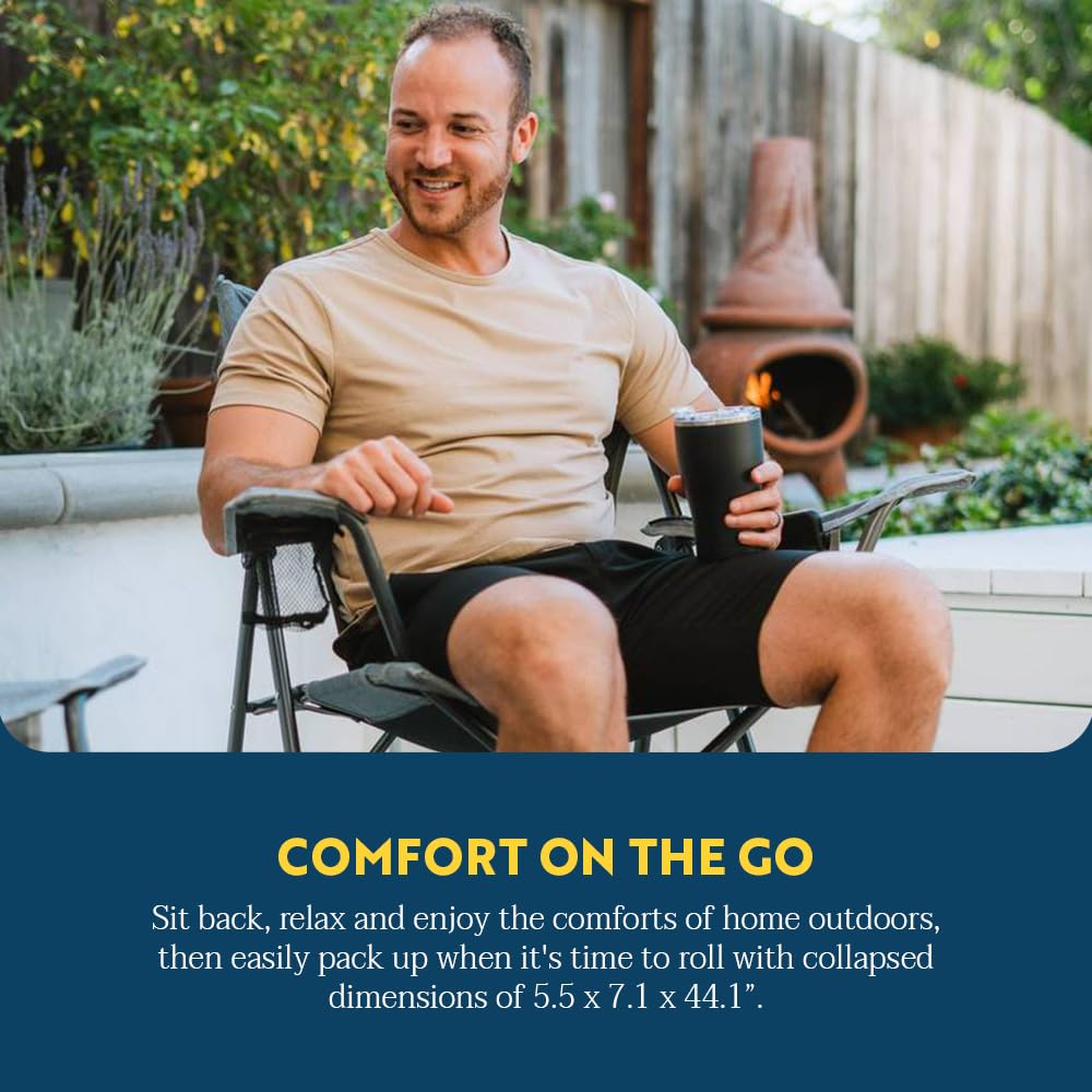 GCI Outdoor Comfort Pro Rocker Camping Chair | Portable Folding Rocking Chair with Durable Armrests & Drink Holder — Blush