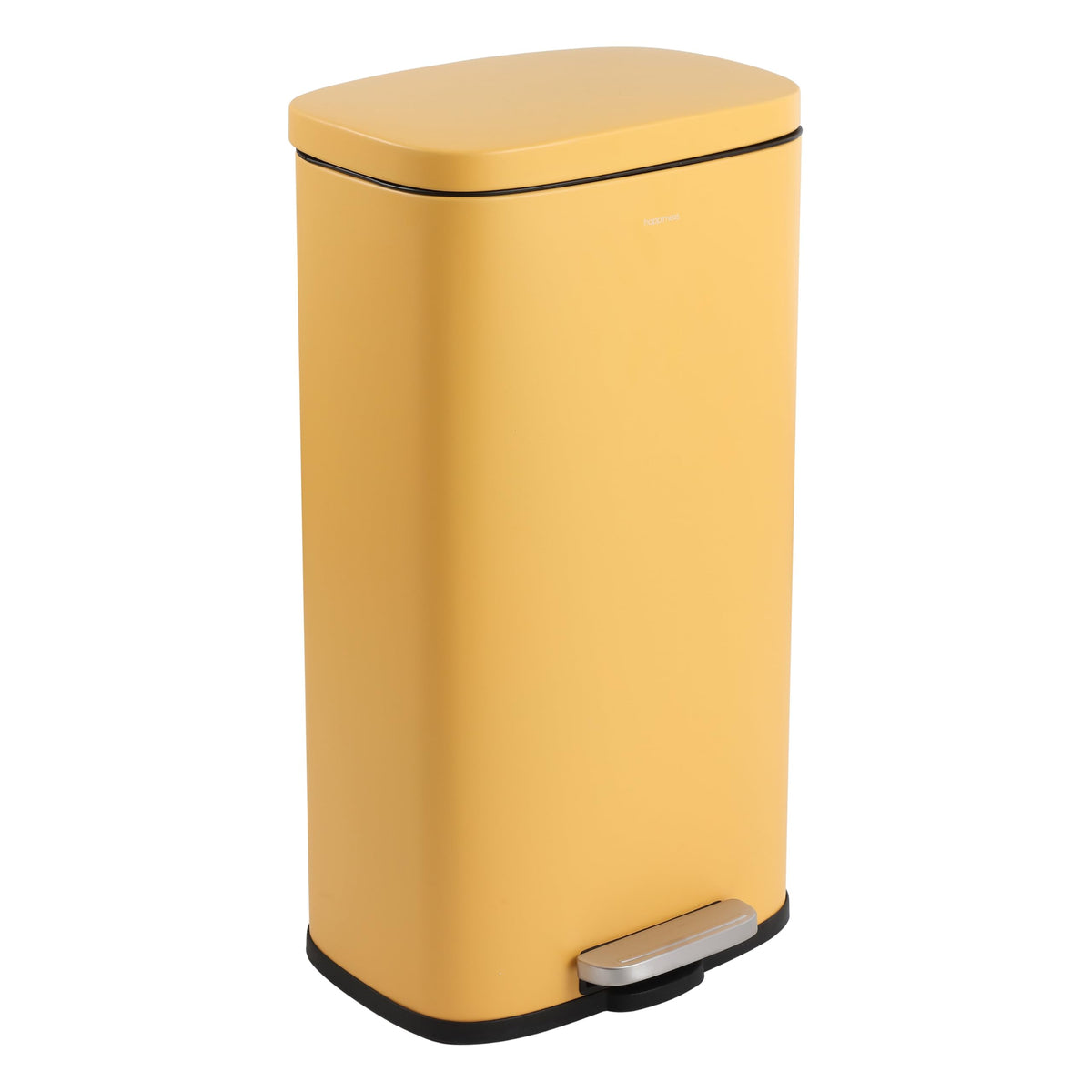 happimess HPM1011B Curtis 8-Gallon Step-Open Trash Can with Soft-Close Lid, Modern, Minimalistic, Fingerprint Proof for Home, Kitchen, Laundry Room, Office, Bedroom, Bathroom, Black